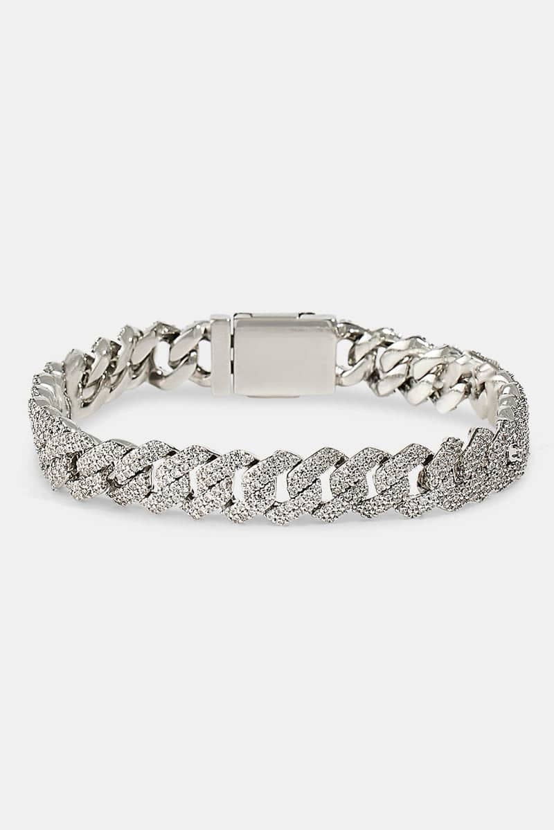 Cernucci Iced Prong Cuban Bracelet - 10mm - White