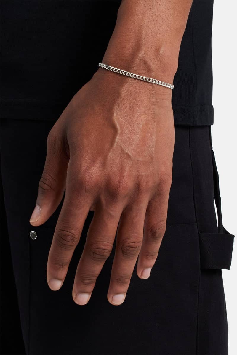 Cernucci Mens Micro Cuban Bracelet - 3mm - White